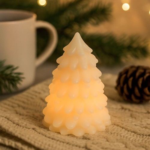 LED kerstboomlicht, knipperend vlam effect, wit - Hoogte 9,5 cm, Ø7 cm, echte was