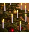 10-pack LED kerstlichtjes inclusief afstandsbediening - Batterij, timerfunctie, draadloos, houder voor kerstboom