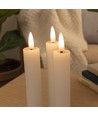 3-pak witte LED kaarsen, vlameffect - Ø2,2cm, Hoogte: 24,5cm, tafelkaarsen, incl. afstandsbediening, timer, batterij