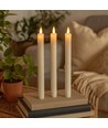 3-pak witte LED kaarsen, vlameffect - Ø2,2cm, Hoogte: 24,5cm, kroonkaarsen, incl. afstandsbediening, timer