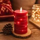 LED kaars met lichtsnoer, 12,5cm, vlam-effect - Ø7,5cm, rood
