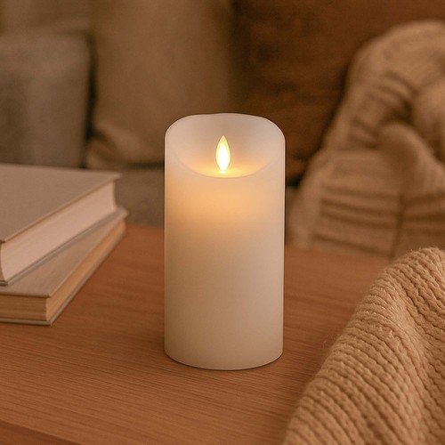LED XL kaars 17,5cm, vlam-effect, wit - Ø10cm