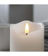 LED Stompkaars 12,5cm hoog, vlameffect, wit - Ø7,5cm, 12,5cm hoog, werkt met afstandsbediening, timer, echte was