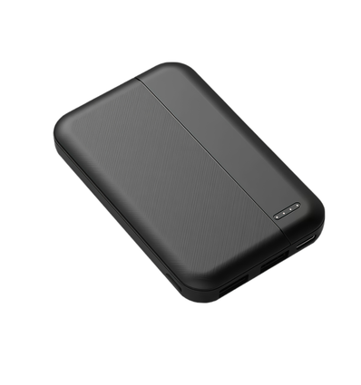 Powerbank - 5000mAh, zwart, compleet met kabel