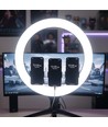 LED Ringlamp met statief - 55W, Ø44cm, 3 telefoonhouders, afstandsbediening, 3200K-5800K