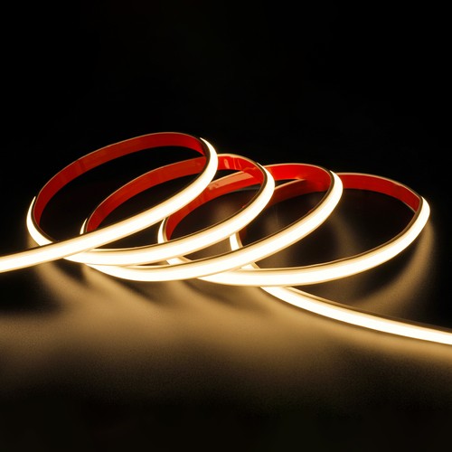 5m 230V waterdichte slim COB strip - tape op achterzijde, 9W/m, IP67, 296 LED/m, tot 50m