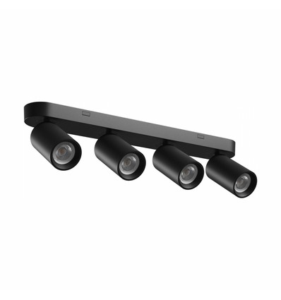 Plafondlamp met 4 spots, GU10 - Zwart, IP20, zonder lichtbron