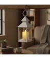 LED lantaarn met vlam-effect - Wit, vierkant, batterij, IP54 binnen/buiten