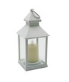 LED lantaarn met vlam-effect - Wit, vierkant, batterij, IP54 binnen/buiten