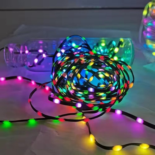 5m RGBIC LED-lichtsnoer - 5V USB, 50 LED, groen snoer, afstandsbediening + bluetooth