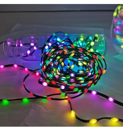 5m RGBIC LED-lichtsnoer - 5V USB, 50 LED, groen snoer, afstandsbediening + bluetooth