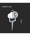 VT-857 tuinlamp 12W - 4000K, wit, grondpin