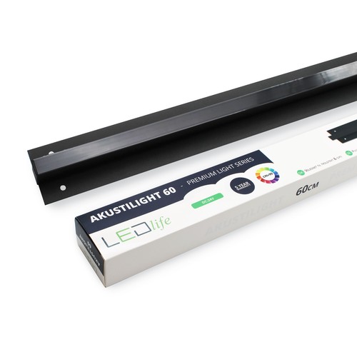 LED zwarte Troldtekt-rail 60 cm - 30W, Akustilight, verzonken, 24V