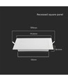 12W 17x17cm LED inbouwpanel - Vierkant, 1200lm, Gat: 15,5 x 15,5 cm, Afmetingen: 17,1 x 17,1 cm