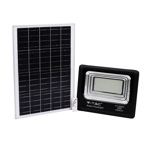 300W LED breedstraler op zonne-energie - 4200lm, IP65, 6000K, incl. zonnepaneel en afstandsbediening