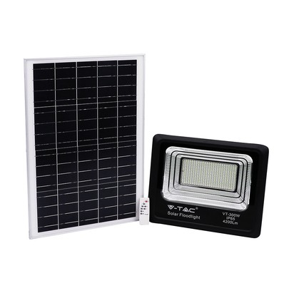 300W LED breedstraler op zonne-energie - 4200lm, IP65, 6000K, incl. zonnepaneel en afstandsbediening