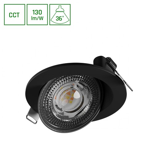 6,5W Ø10,5cm MOBILO LED downlight - CCT, 850lm, 36°, IP20, zwart