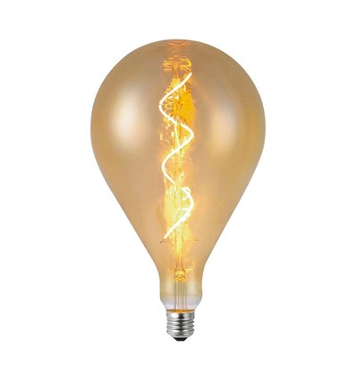 E27 4W LED spiral filament lamp - A160, Amber glas, 2700K, 250lm