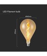 E27 4W LED spiral filament lamp - A160, Amber glas, 2700K, 250lm