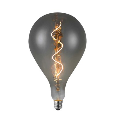 E27 4W LED filament spiraallamp - A160, smoky glas, warm wit