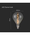 E27 4W LED filament spiraallamp - A160, smoky glas, warm wit