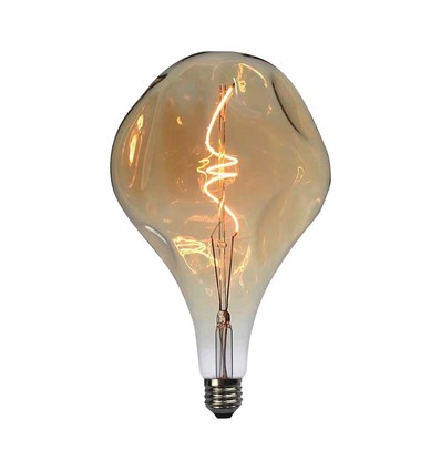 E27 4W LED Filament Spiraal lamp - A165, Amber glas, 2700K, 250lm, Ø16,5cm