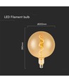 E27 4W LED filament spiraallamp - G200 globe, amber glas, warm wit, 250lm