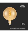 E27 4W LED filament spiraallamp - G200 globe, amber glas, warm wit, 250lm