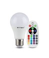 5 stuks RGBW LED lamp - 6W, Met RF afstandsbediening, E27