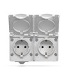 Buiten dubbele Schuko-stopcontact - IP65, grijs