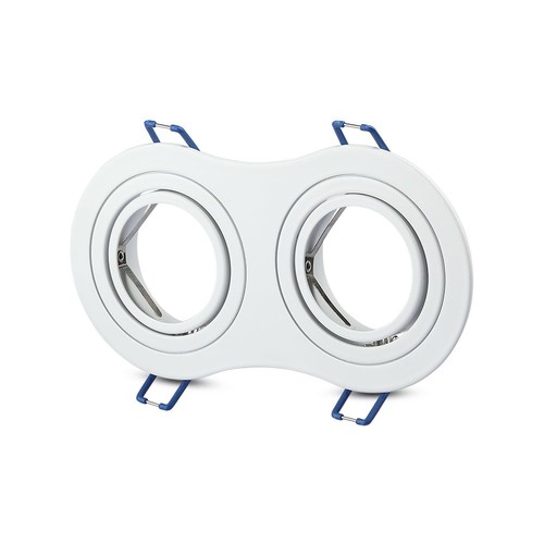 GU10 dubbele inbouwspot - Rond, wit, aluminium, IP20, Gat: 155x75 mm, Afm: 173x91 mm