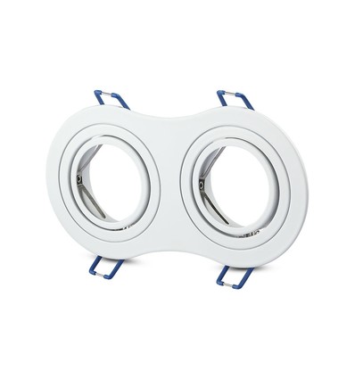 GU10 dubbele inbouwspot - Rond, wit, aluminium, IP20, Gat: 155x75 mm, Afm: 173x91 mm
