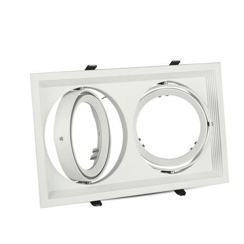 Dubbele AR111 inbouwspot - Wit, 174x325mm, IP20, zonder lichtbron