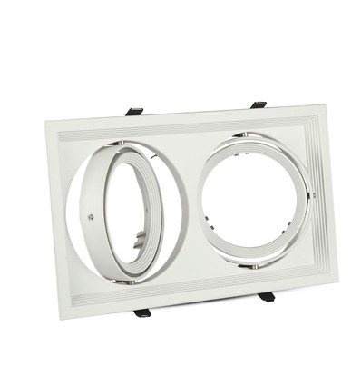 Dubbele AR111 inbouwspot - Wit, 174x325mm, IP20, zonder lichtbron