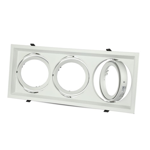 3-gats AR111 inbouwspot - Wit, aluminium, gat: 455x168mm, zonder lichtbron