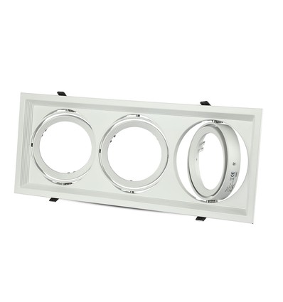 3-gats AR111 inbouwspot - Wit, aluminium, gat: 455x168mm, zonder lichtbron