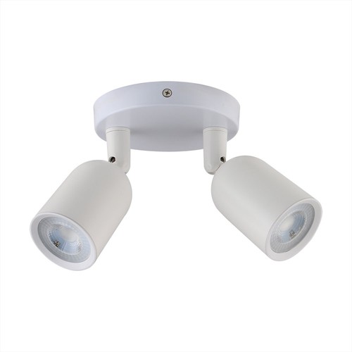 2xGU10 Wand/plafondspot - Wit, IP20 binnen, zonder lichtbron