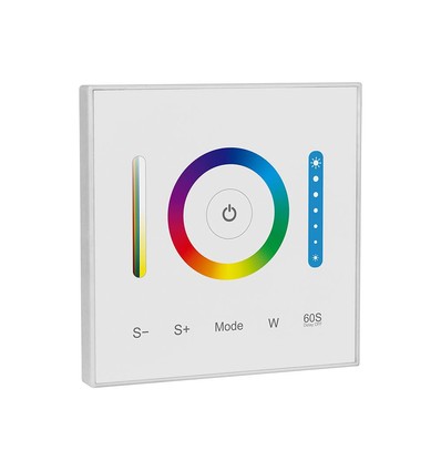 3-in-1 wandcontroller voor RGB / RGBW / RGB+CCT - 12V-24V, RF 2.4GHz, 86x86mm, wit, touch panel
