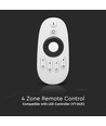 4-zone RF afstandsbediening voor LED strips - 2.4GHz, bereik tot 30m, wit, 4 zones