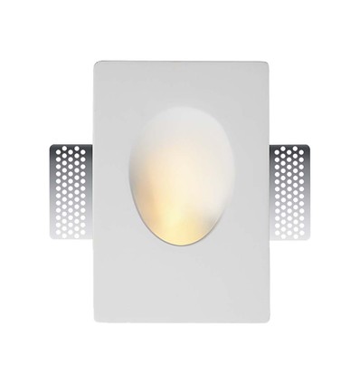 GU10 inbouwspot in gips, rond - Wit, overschilderbaar, IP20 binnen, gat: 18,5 x 12,5 cm, zonder lichtbron