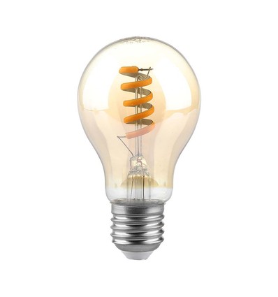 E27 4W LED-lamp - Spiraal kooldraad, amberkleurig glas, 1800K