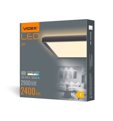 24W LED plafondlamp, zwart - 4000K, IP20 binnen, Ra 88