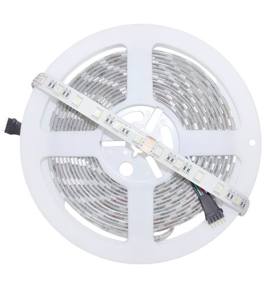 5 meter 12W/m RGB+WW LED-strip - 24V DC, IP65, 60 LED's per meter