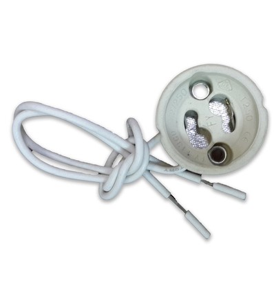 GU10 fitting met 15cm snoer - Wit, keramische houder, IP20