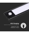 60cm 2,5W LED kastverlichting met sensor - Zwart, 3000K, oplaadbaar, PIR sensor, 5V USB