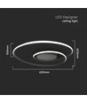60cm 48W dimbare LED designer plafondlamp - 5150lm, TRIAC dimbaar, zwarte rand, Ø60cm, 4000K