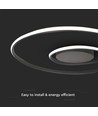 60cm 48W dimbare LED designer plafondlamp - 5150lm, TRIAC dimbaar, zwarte rand, Ø60cm, 4000K