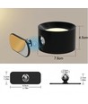 4,5W Oplaadbare wandlamp CCT - IP20, rond, mat zwart, 360° draaibaar, incl. lichtbron en afstandsbediening
