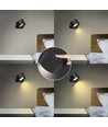 4,5W Oplaadbare wandlamp CCT - IP20, rond, mat zwart, 360° draaibaar, incl. lichtbron en afstandsbediening