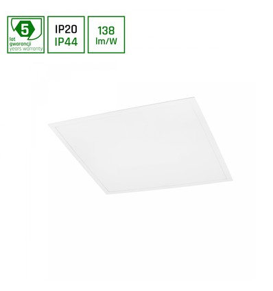 60x60 LED paneel, 40W - 6000K, IP44, witte rand, 5 jaar garantie